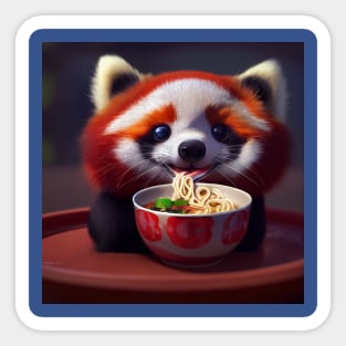 Kawaii Red Panda Eating Ramen Sticker